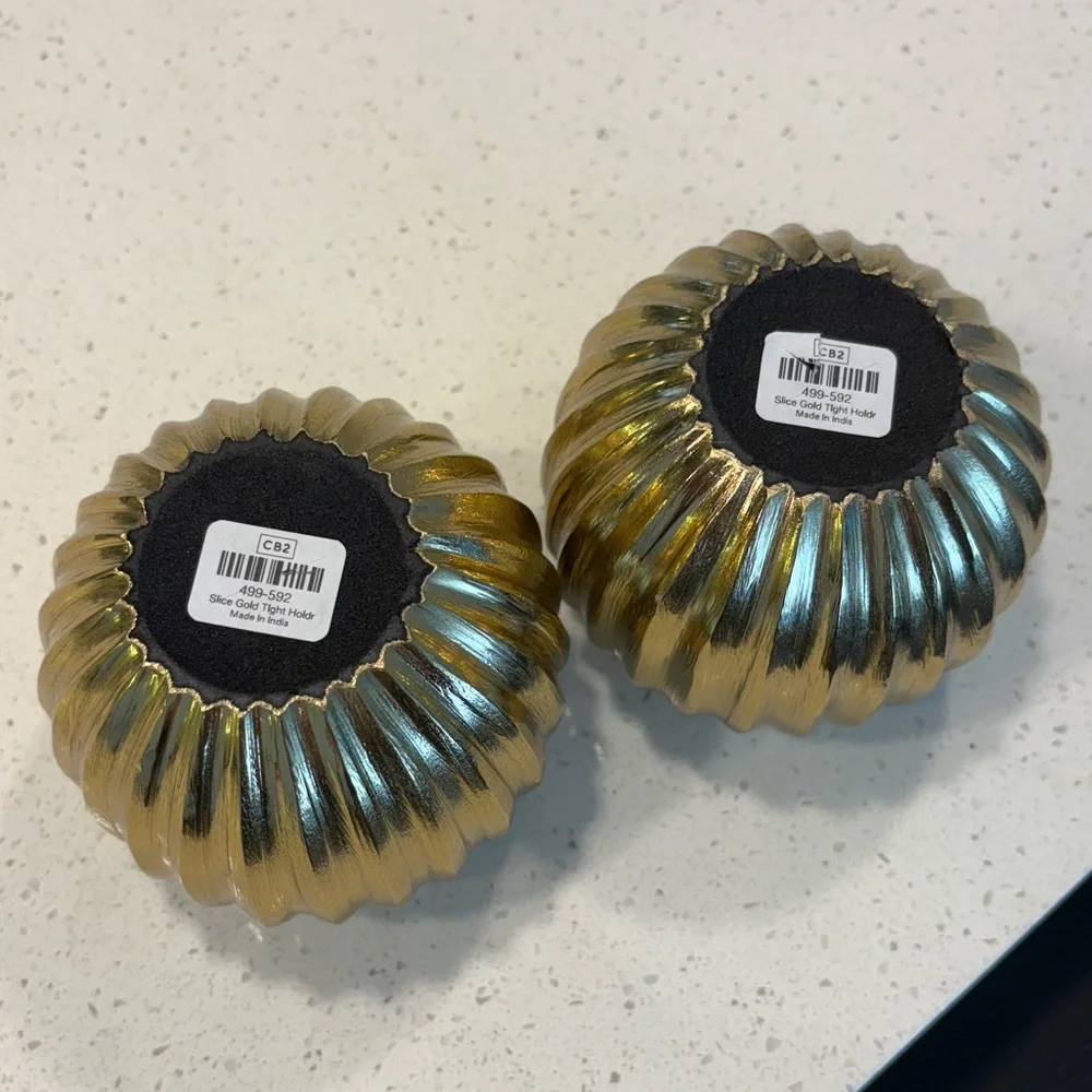🔸NWT🔸Set of 2 CB2 Slice Gold Tea Light Holders